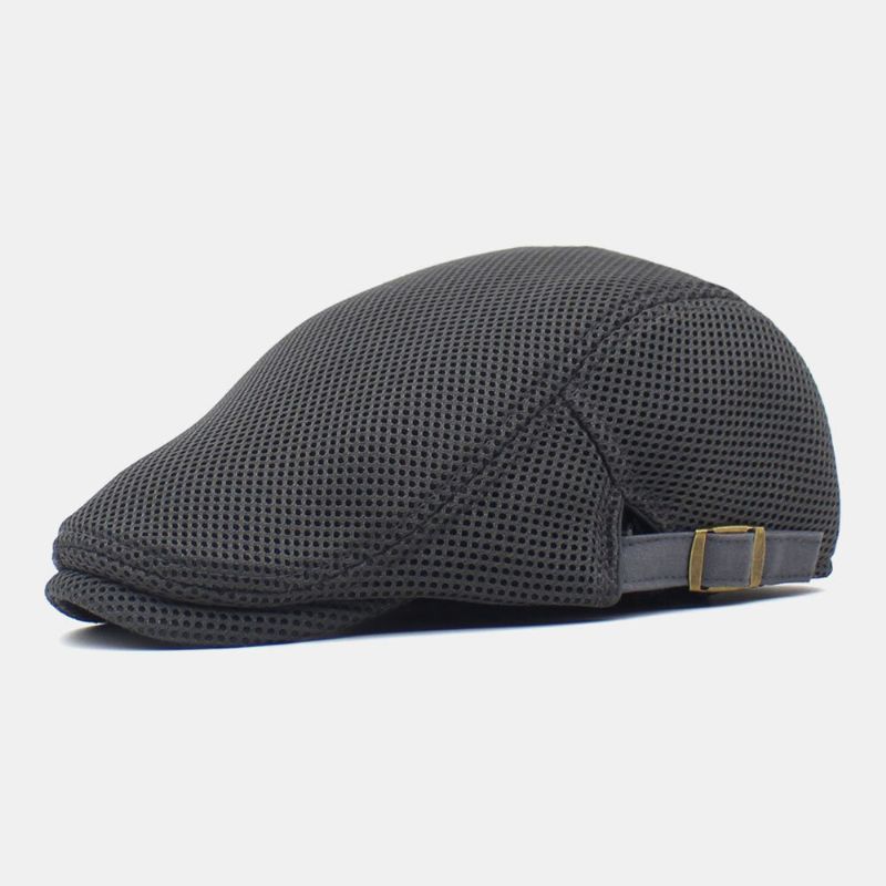 Män Bomull Mesh Pläd Andas Utomhus Solskydd Fram Hatt Flat Cap Basker Cap