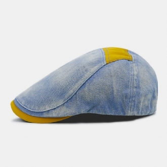 Män Bomull Patchwork Sömmar Galler Casual Utomhus Solskydd Fram Hatt Flat Hat Basker Hatt