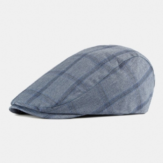 Män Bomull Plädmönster Tunt Andas Brittisk Retro Forward Hatt Flat Cap Basker Cap