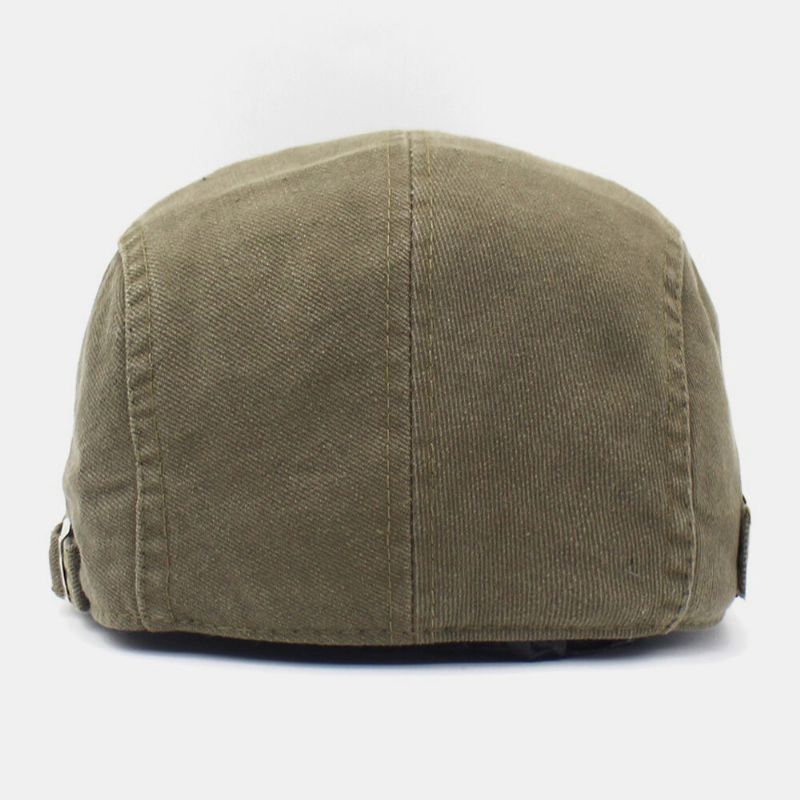 Män Bomullsbroderi Brev Retro Casual Flat Hat Basker Hat Fram Hat