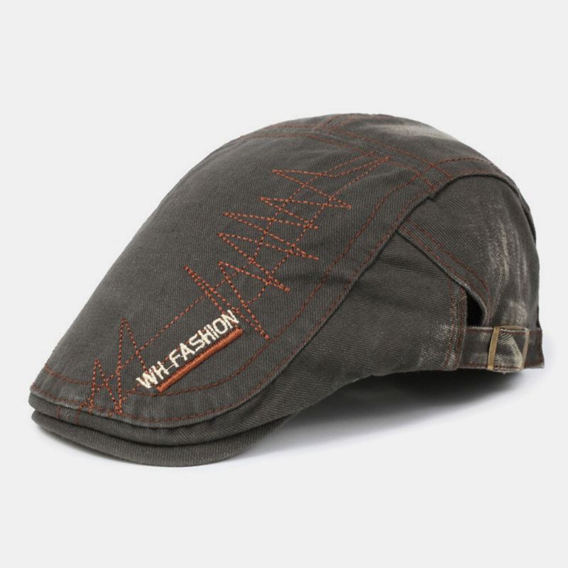 Män Bomullssutur Andas Retro Casual Baskerkeps Platt Hatt Framåt Hatt Målarhatt