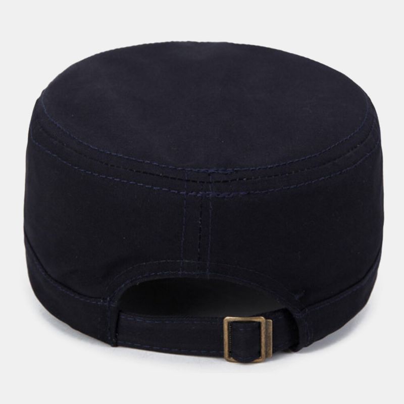 Män Brev Broderi Patch Militär Keps Kadett Hatt Andningshål Design Flat Top Cap