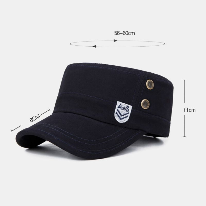 Män Brev Broderi Patch Militär Keps Kadett Hatt Andningshål Design Flat Top Cap