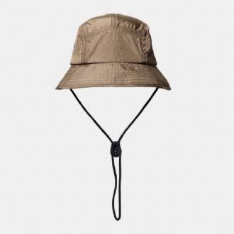 Män Canvas Enfärgad Retro Street Quick Dry Justerbar Dragsko Taktisk Cap Bucket Hat