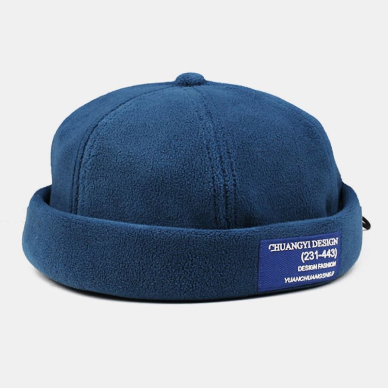 Män Cashmere Enfärgad Brev Tygpinne Crimpning Justerbar Casual Solskydd Beanie Hyresvärd Keps Skull Cap