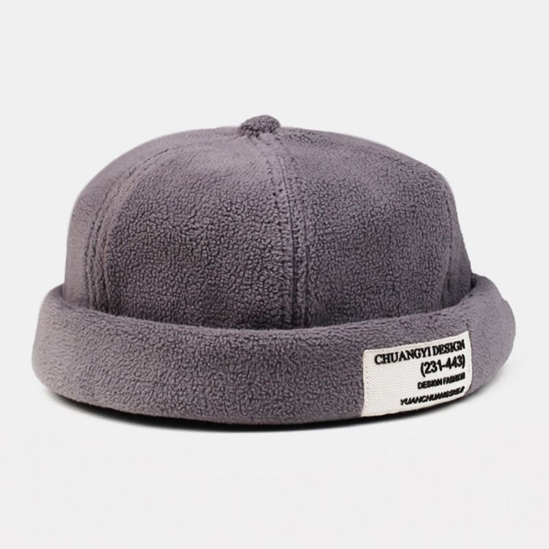 Män Cashmere Enfärgad Brev Tygpinne Crimpning Justerbar Casual Solskydd Beanie Hyresvärd Keps Skull Cap