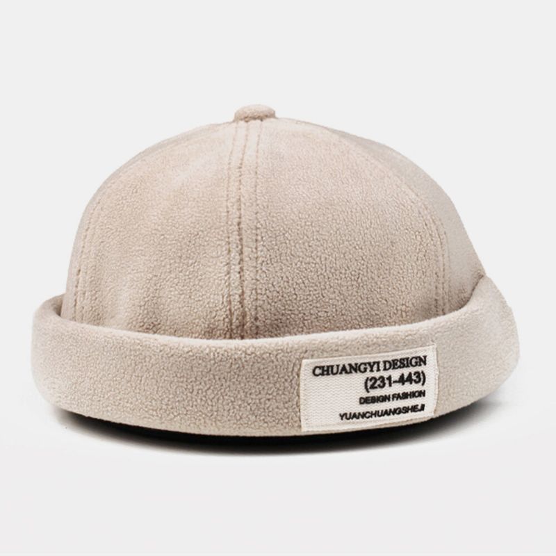 Män Cashmere Enfärgad Brev Tygpinne Crimpning Justerbar Casual Solskydd Beanie Hyresvärd Keps Skull Cap