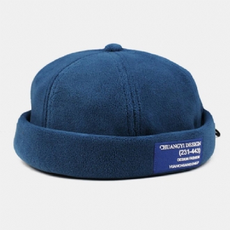 Män Cashmere Enfärgad Brev Tygpinne Crimpning Justerbar Casual Solskydd Beanie Hyresvärd Keps Skull Cap