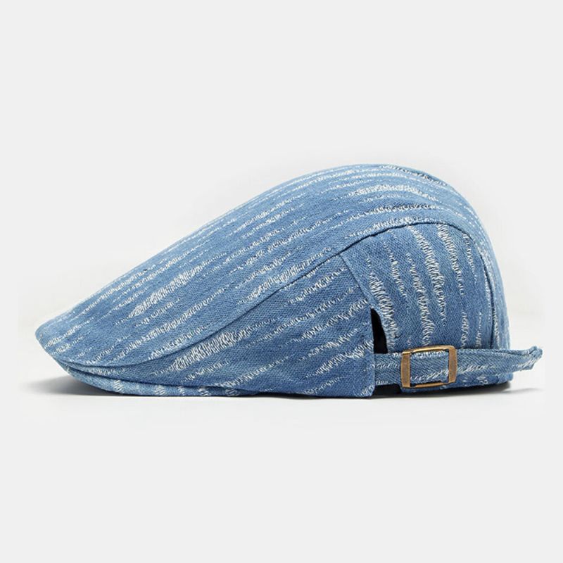 Män Denim Basker Keps Broke Hole Small Rand Kort Brätte Mode Solskyddsmedel Platt Hatt Framåt Cap