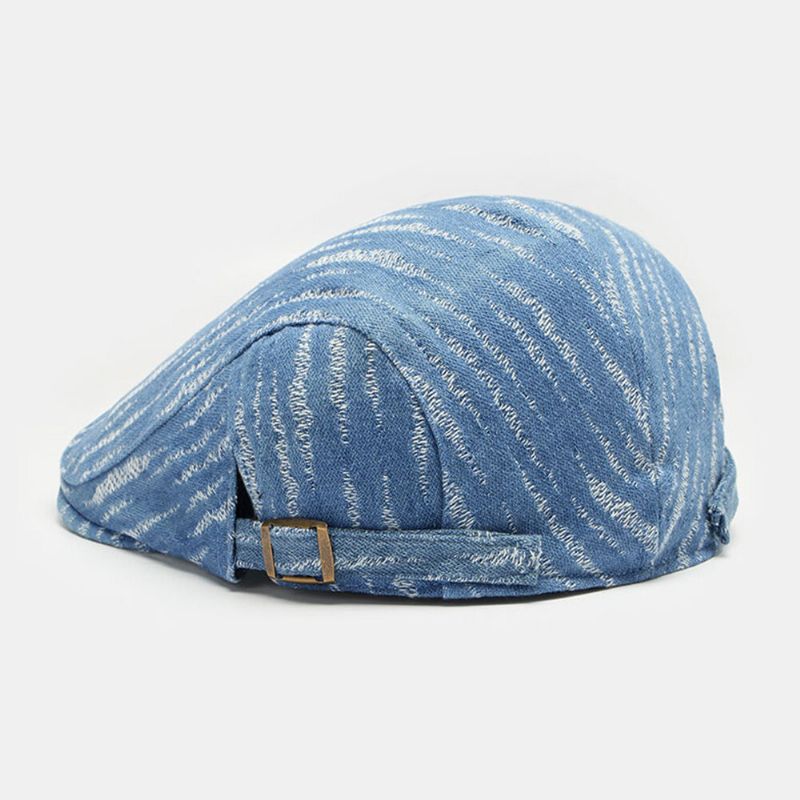 Män Denim Basker Keps Broke Hole Small Rand Kort Brätte Mode Solskyddsmedel Platt Hatt Framåt Cap