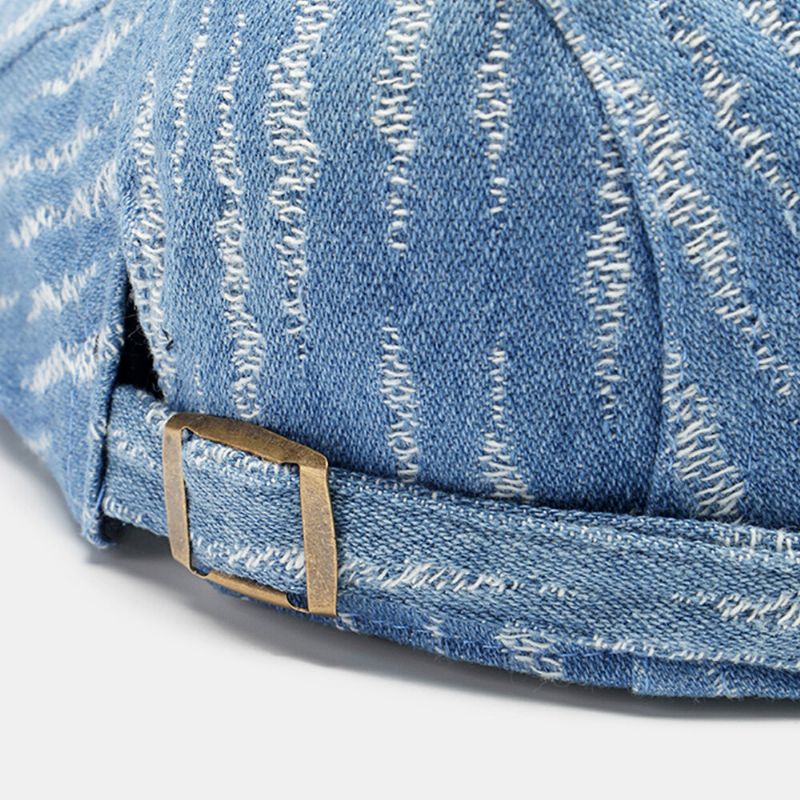 Män Denim Basker Keps Broke Hole Small Rand Kort Brätte Mode Solskyddsmedel Platt Hatt Framåt Cap