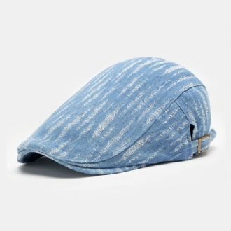 Män Denim Basker Keps Broke Hole Small Rand Kort Brätte Mode Solskyddsmedel Platt Hatt Framåt Cap