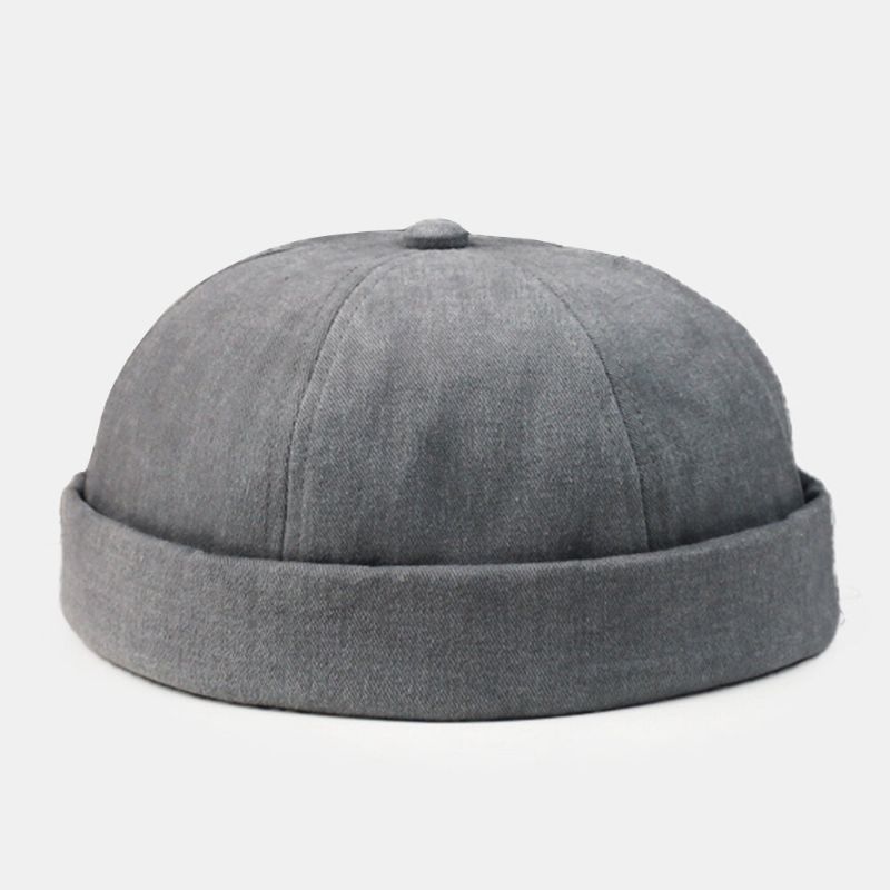 Män Dome Metalletikett Justerbar Melon Keps Retro Stree Höst Varm Vindtät Brättelös Mössa Hyresvärd Keps Skull Cap