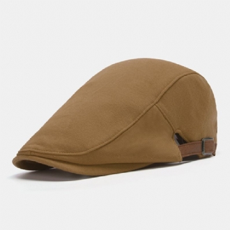 Män Enfärgad Casual Basker Brittisk Retro Solskydd Forward Hat Flat Hat Newsboy Hat Painter Hat