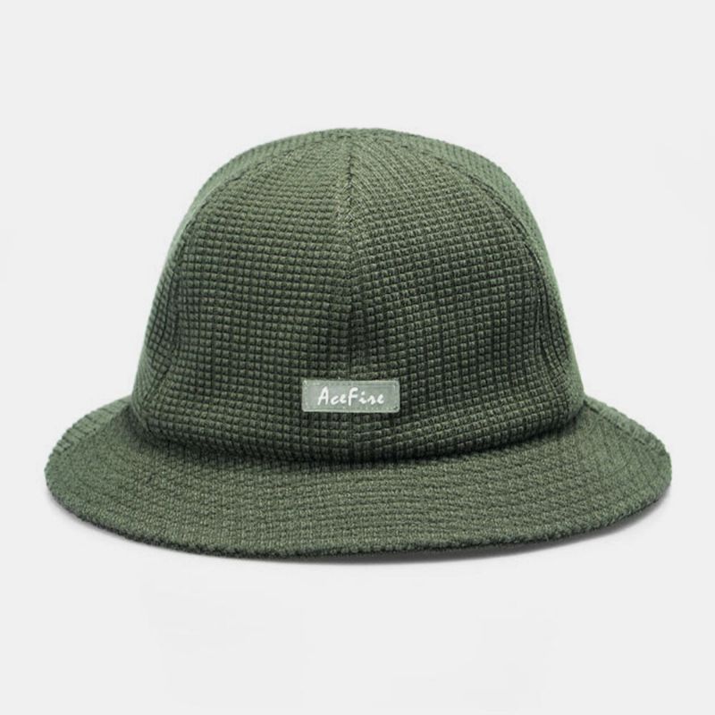 Män Enfärgad Letter Patch Retro Street Sunshade Bucket Hat