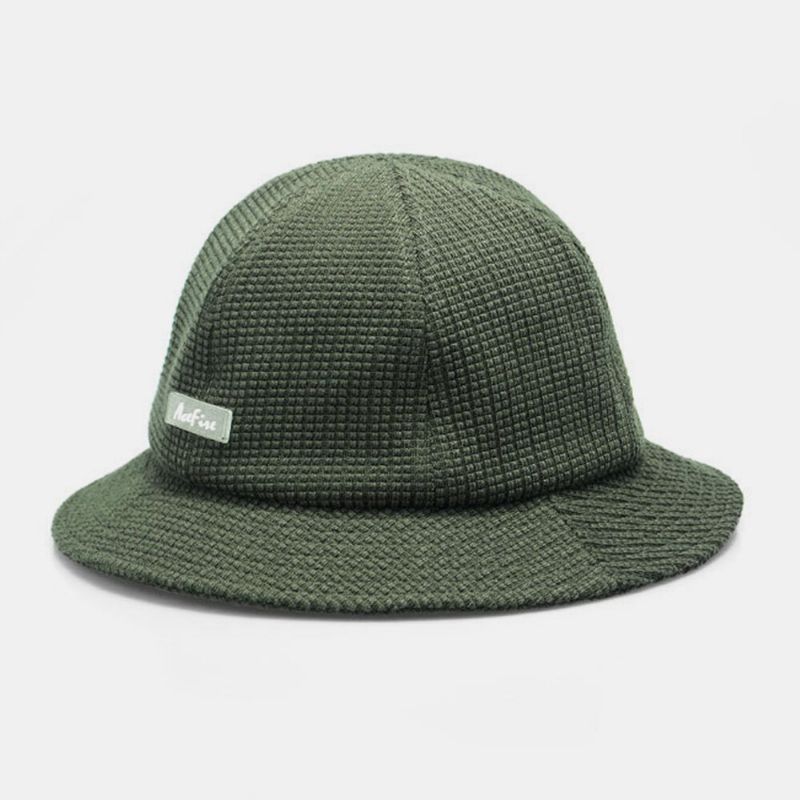 Män Enfärgad Letter Patch Retro Street Sunshade Bucket Hat