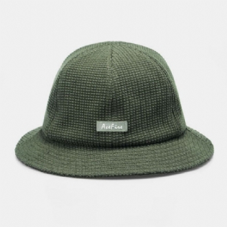 Män Enfärgad Letter Patch Retro Street Sunshade Bucket Hat