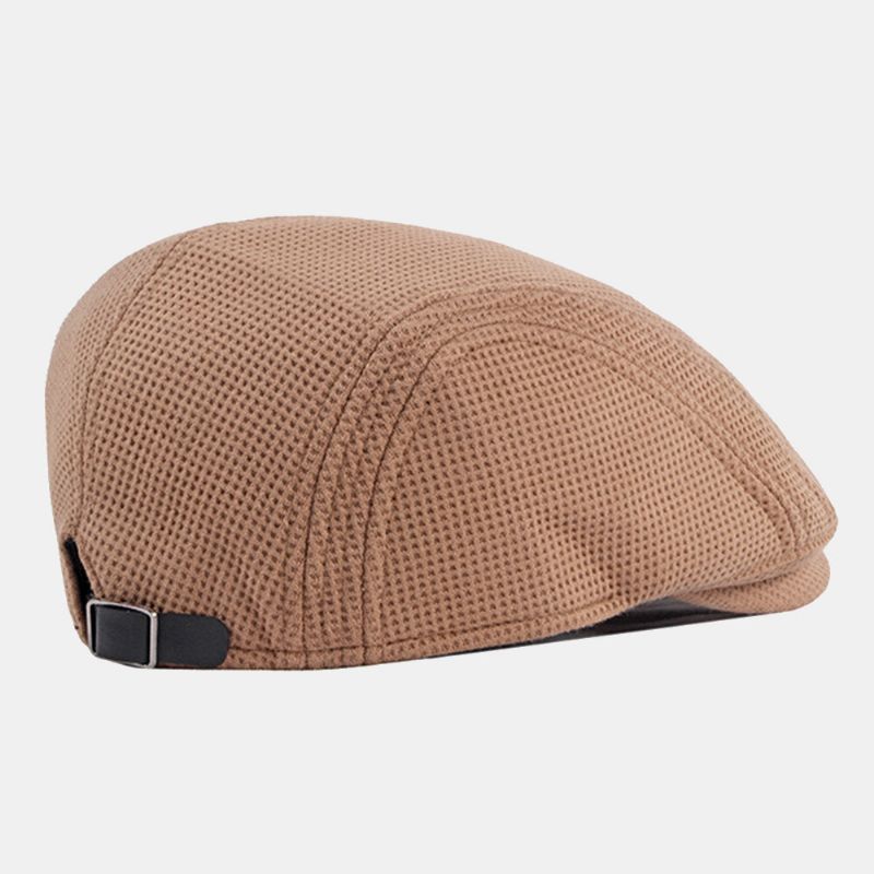 Män Förtjockad Varm Stickad Mössa Hollow Letter Hollow Letter Casual Basker Flat Cap