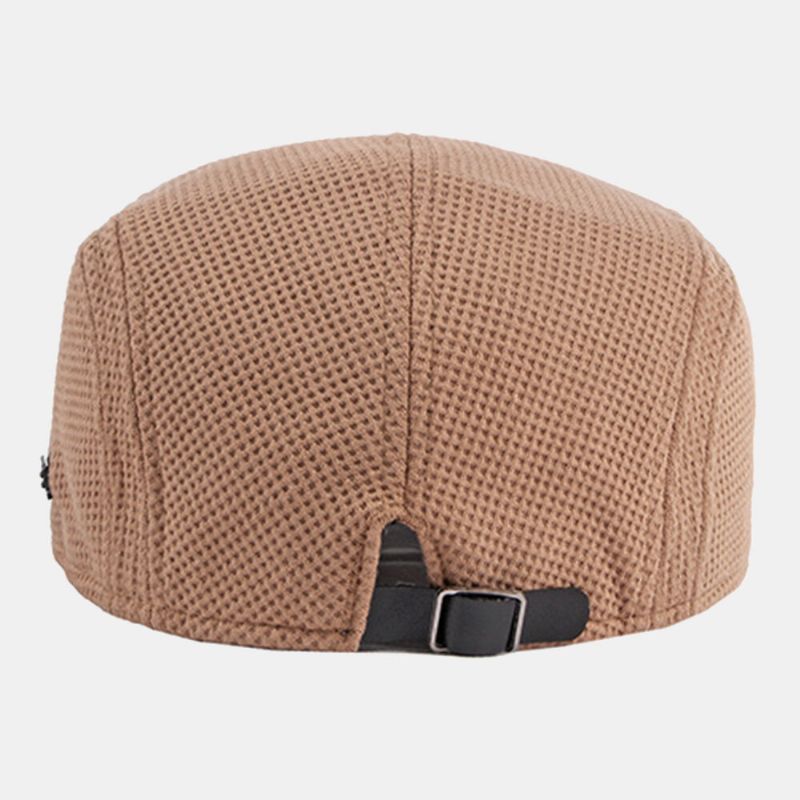 Män Förtjockad Varm Stickad Mössa Hollow Letter Hollow Letter Casual Basker Flat Cap