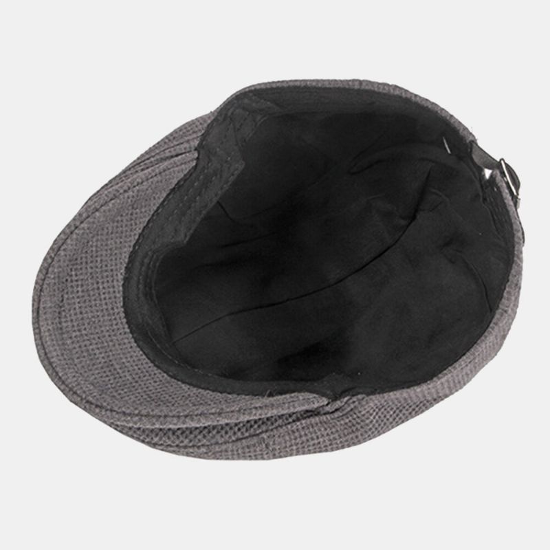 Män Förtjockad Varm Stickad Mössa Hollow Letter Hollow Letter Casual Basker Flat Cap