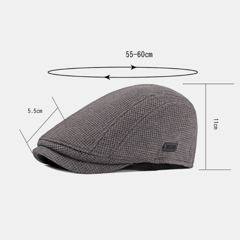 Män Förtjockad Varm Stickad Mössa Hollow Letter Hollow Letter Casual Basker Flat Cap