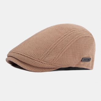 Män Förtjockad Varm Stickad Mössa Hollow Letter Hollow Letter Casual Basker Flat Cap