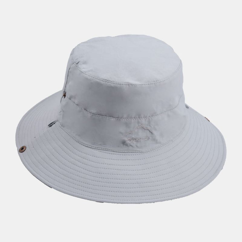 Män Hopfällbar Dubbelsidig Strandhatt Brevbroderi Avtagbart Vindtätt Rep Utomhussport Vattentät Anti-uv Bucket Hat