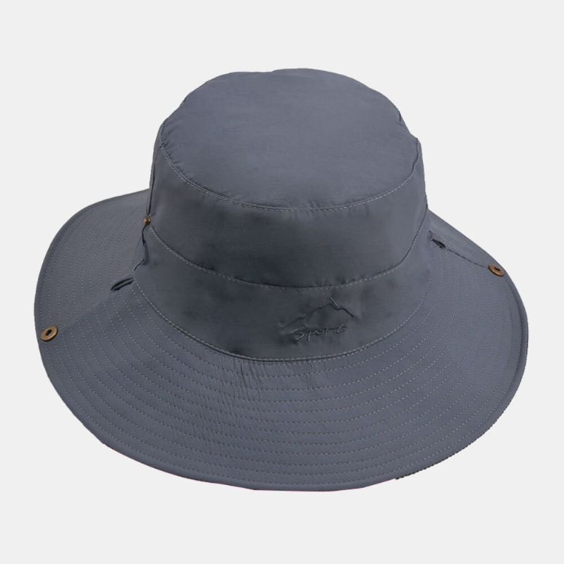 Män Hopfällbar Dubbelsidig Strandhatt Brevbroderi Avtagbart Vindtätt Rep Utomhussport Vattentät Anti-uv Bucket Hat