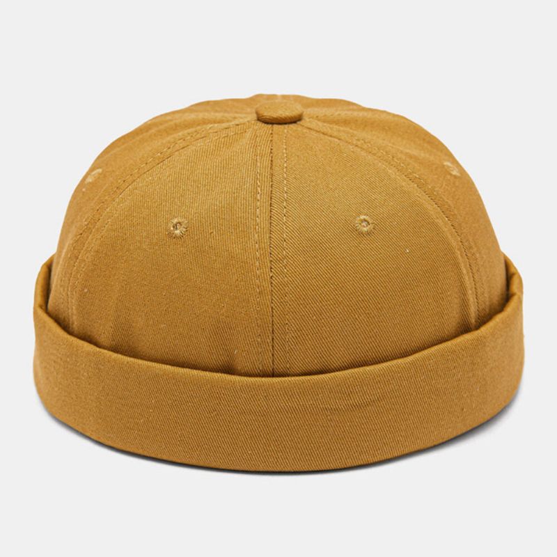 Män Hyresvärd Keps Bomull Kupol Brev Patch Mode Brättelös Beanie Skull Cap