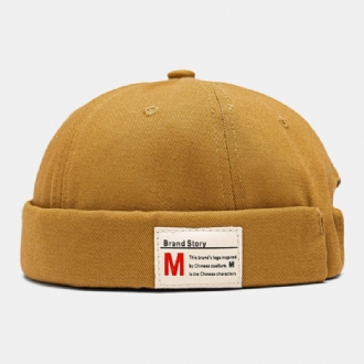 Män Hyresvärd Keps Bomull Kupol Brev Patch Mode Brättelös Beanie Skull Cap