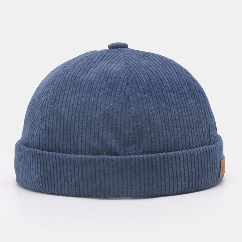 Män Hyresvärd Mössa Plain Stripe Patchwork Justerbar Skull Cap Beanie Har