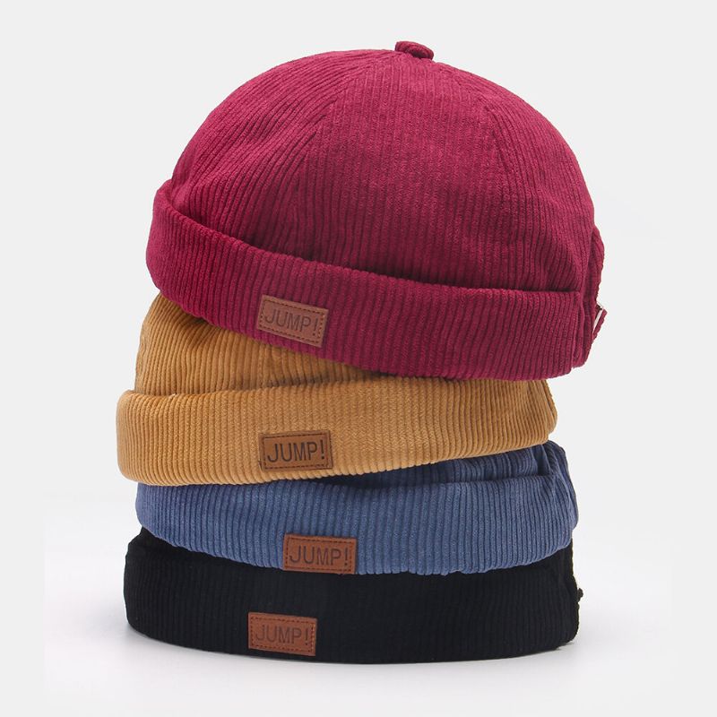 Män Hyresvärd Mössa Plain Stripe Patchwork Justerbar Skull Cap Beanie Har