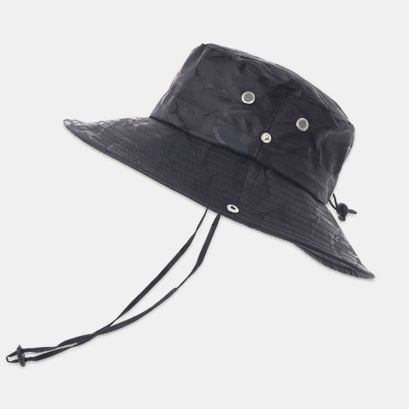 Män Kamouflage Stor Brätte Vindtätt Rep Utomhusfiske Klättring Anti-uv Solskydd Bucket Hat