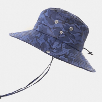 Män Kamouflage Stor Brätte Vindtätt Rep Utomhusfiske Klättring Anti-uv Solskydd Bucket Hat