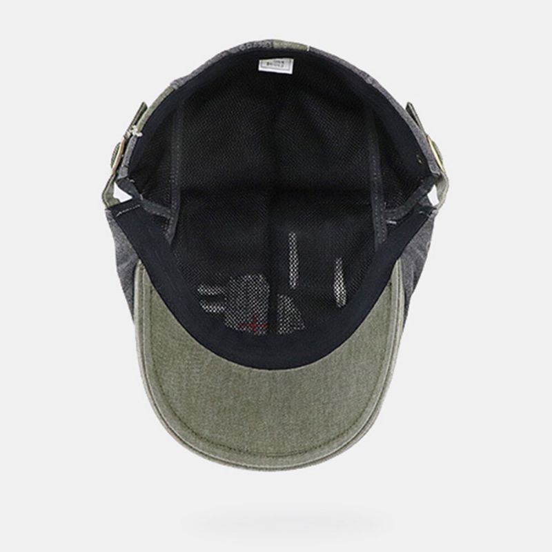 Män Kort Brätte Distressed Sliten Hål Basker Platt Keps Retro Justerbar Andas Framåt Cap Newsboy Hatt