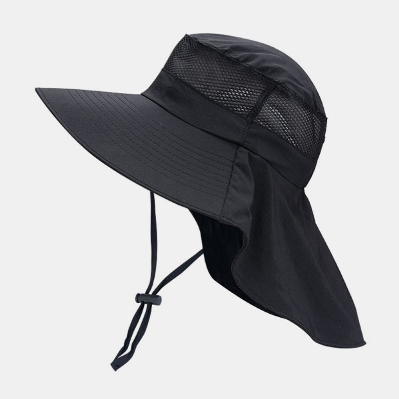 Män Kvinnor Bucket Hattar Polyester Justerbar Andas Solskydd Ansiktsskydd Nackskydd Vattentät Bucket Hattar Fishermans Hat