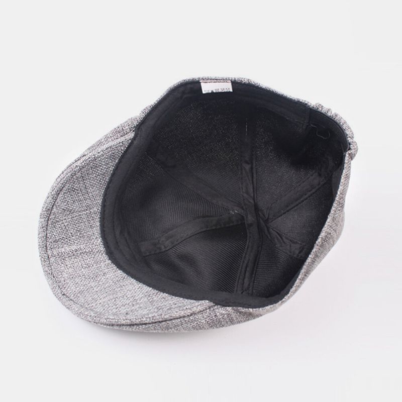 Män Linne Enfärgad Retro Casual Forward Hat Flat Cap Basker Cap