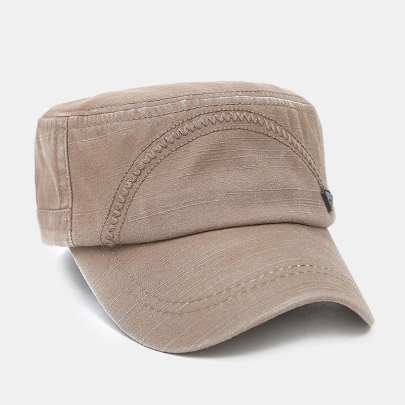 Män Metall Bokstavsetikett Platt Keps Tvättad Casual Outdoor Solskydd Militär Keps Peaked Cap