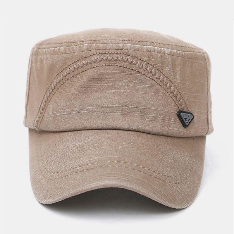 Män Metall Bokstavsetikett Platt Keps Tvättad Casual Outdoor Solskydd Militär Keps Peaked Cap