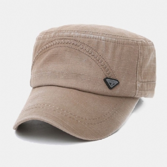 Män Metall Bokstavsetikett Platt Keps Tvättad Casual Outdoor Solskydd Militär Keps Peaked Cap