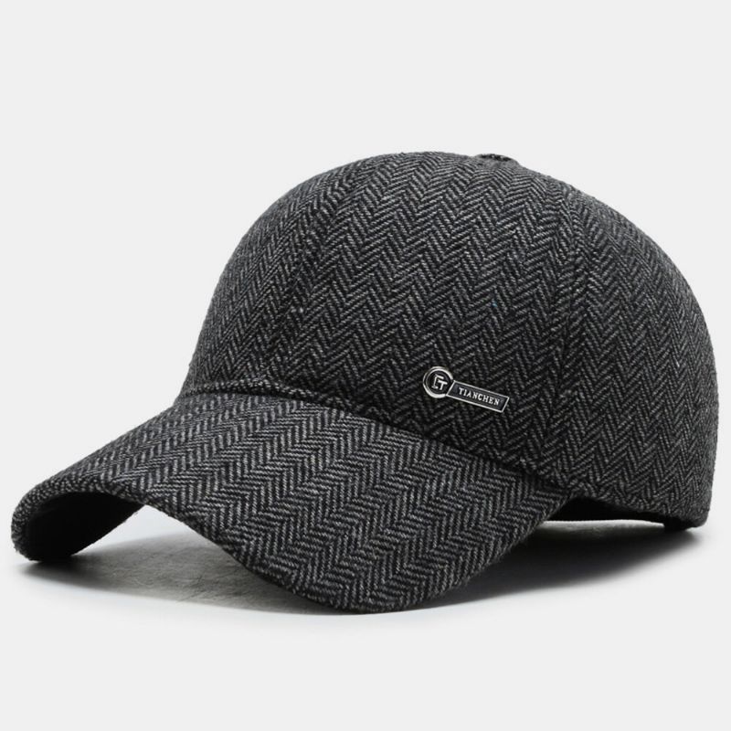 Män Metalletikett Höst Vinter Tjocka Varm Baseballkeps Utomhus Hörselskydd Vindtät Cool Skydd Peaked Cap