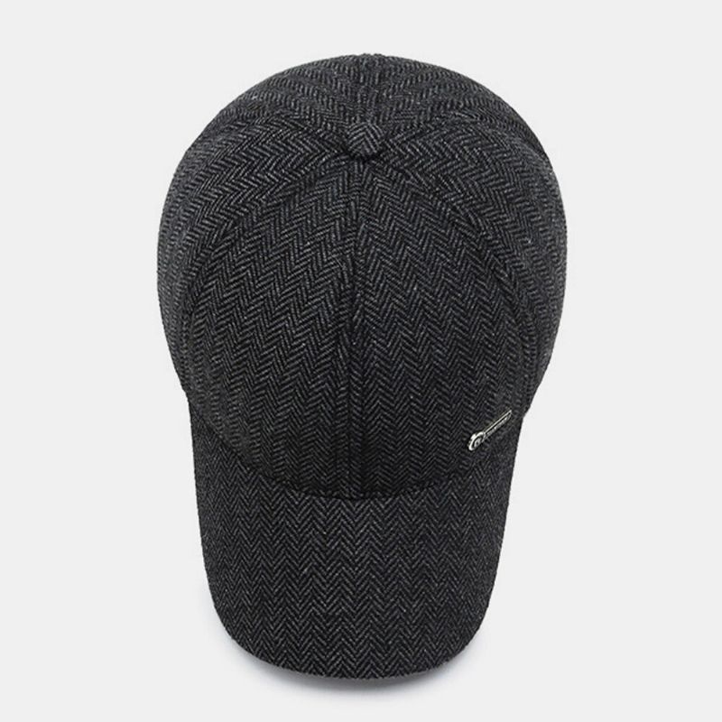 Män Metalletikett Höst Vinter Tjocka Varm Baseballkeps Utomhus Hörselskydd Vindtät Cool Skydd Peaked Cap