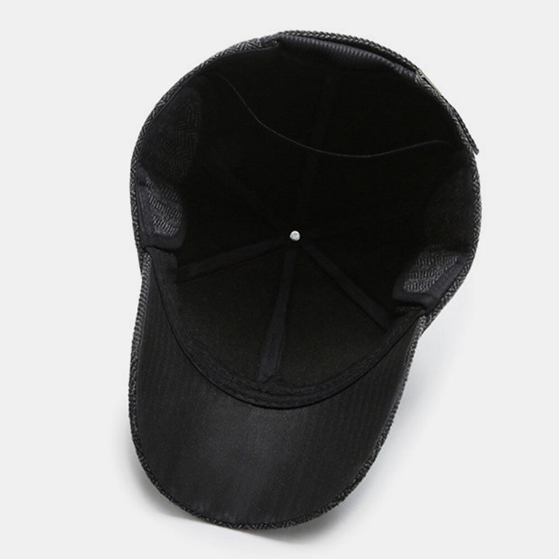 Män Metalletikett Höst Vinter Tjocka Varm Baseballkeps Utomhus Hörselskydd Vindtät Cool Skydd Peaked Cap