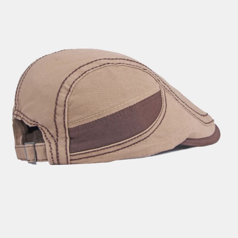 Män Newsboy Hatt Bomull Färgmatchad Patchwork Brevbroderi Brittisk Casual Solskydd Framåt Hatt Basker Platt Keps