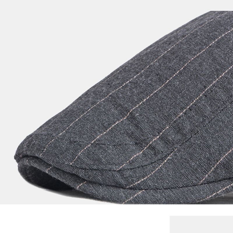 Män Newsboy Hatt Bomull Vintage Randig Tunn Andas Brittisk Basker Flat Cap