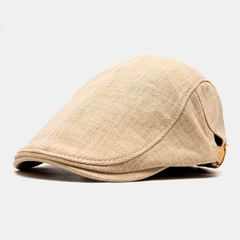 Män Newsboy Hatt Justerbar Bomull Linne Vanliga Patchwork Randiga Sömmar Solskydd Casual Framåt Hatt Basker Flat Cap