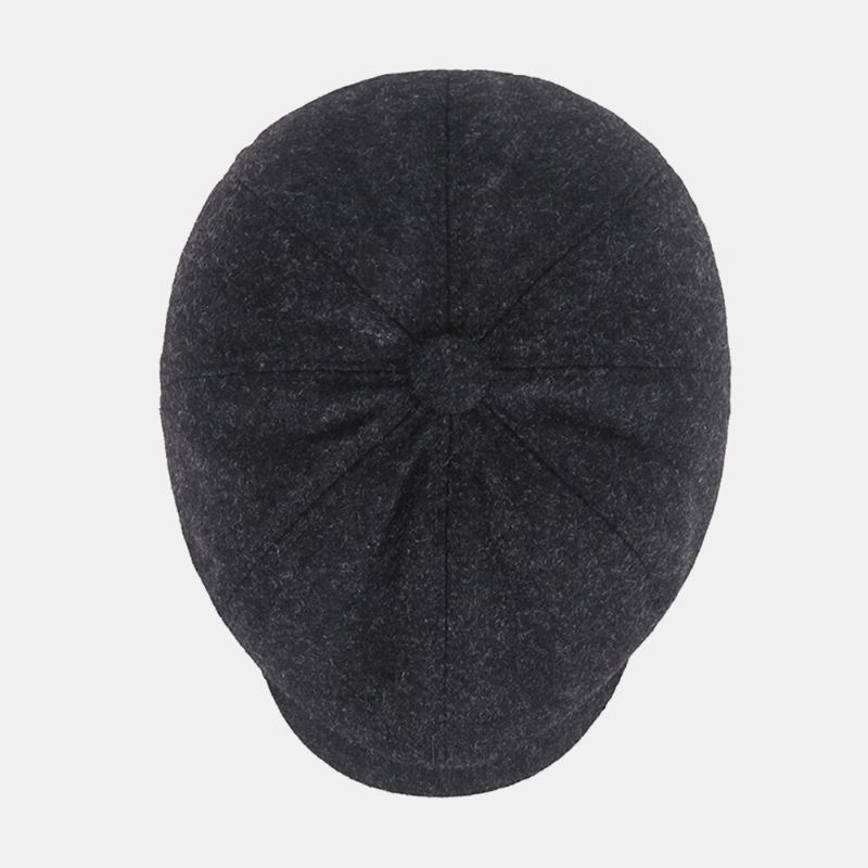 Män Newsboy Hattar Brittisk Retro Vinter Woolen Warmth 8 Panel Octagonal Hat Painter Hat