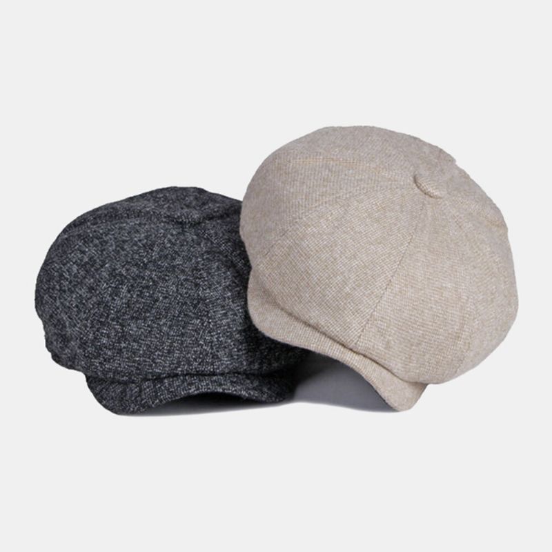 Män Newsboy Hattar Brittiska Casual Outdoor Solskydd 8 Panel Ivy Keps Åttakantig Hatt