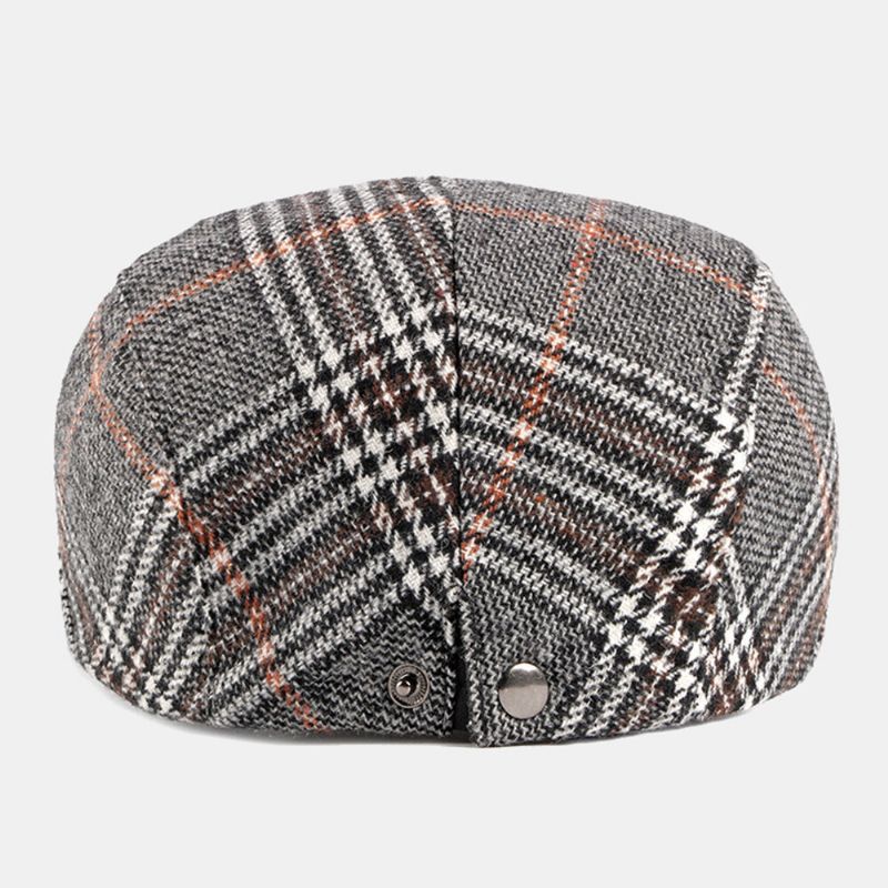 Män Newsboy Hattar Polyester Bomull Vintage Färgglad Galler Brittisk Casual Värme Framåt Hatt Basker Platt Keps