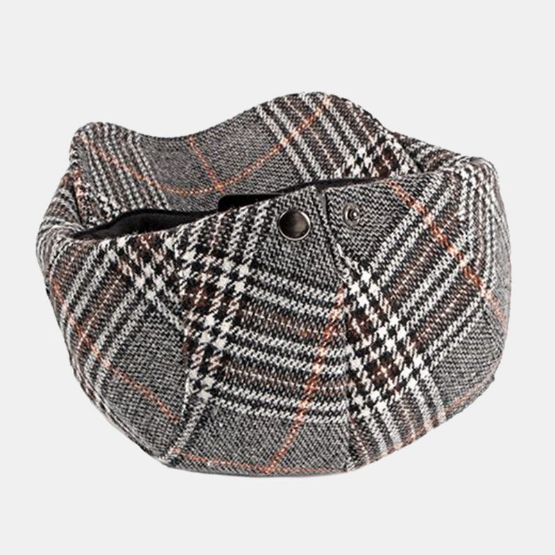 Män Newsboy Hattar Polyester Bomull Vintage Färgglad Galler Brittisk Casual Värme Framåt Hatt Basker Platt Keps